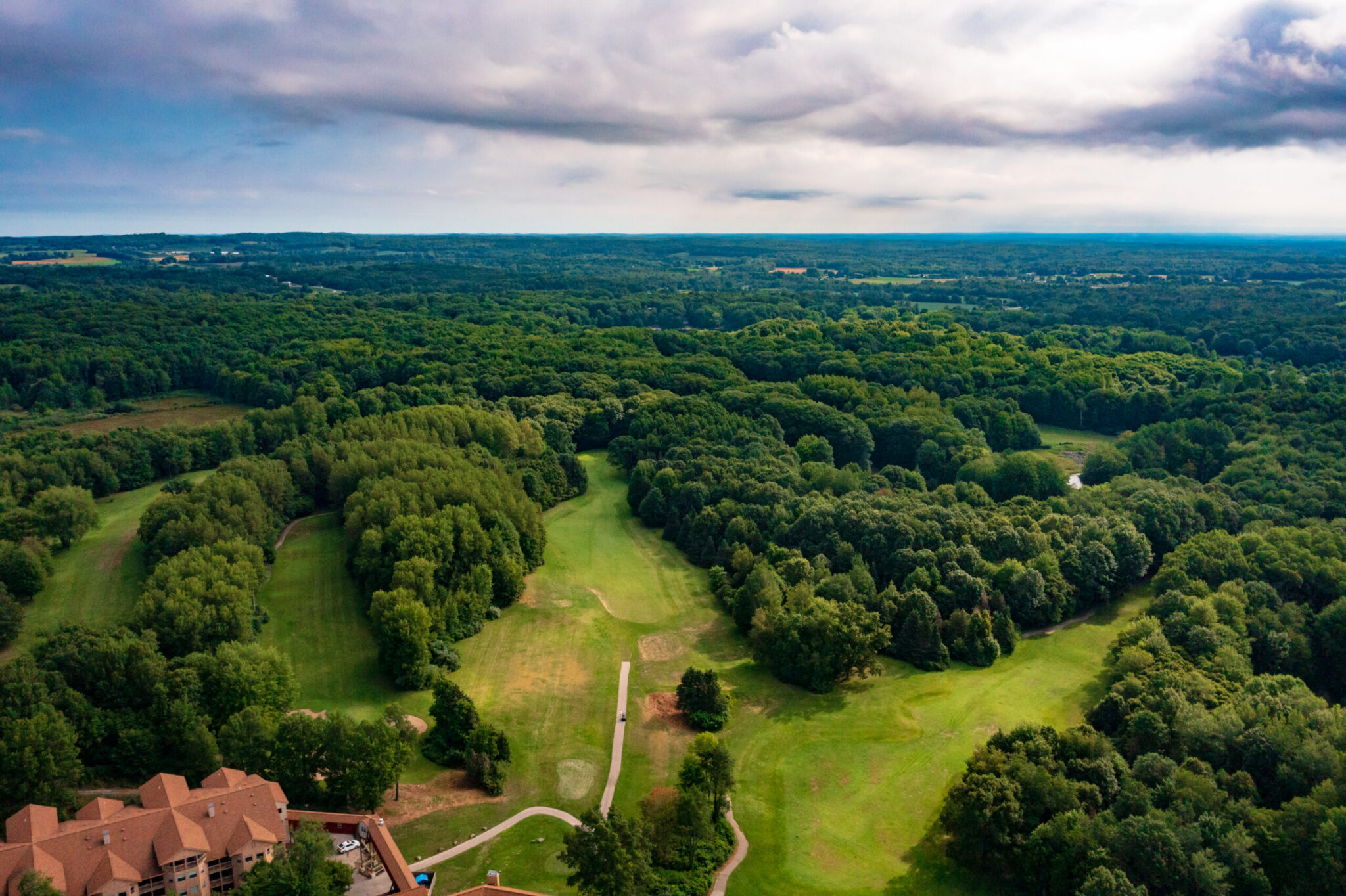 Aerial resort golf course view