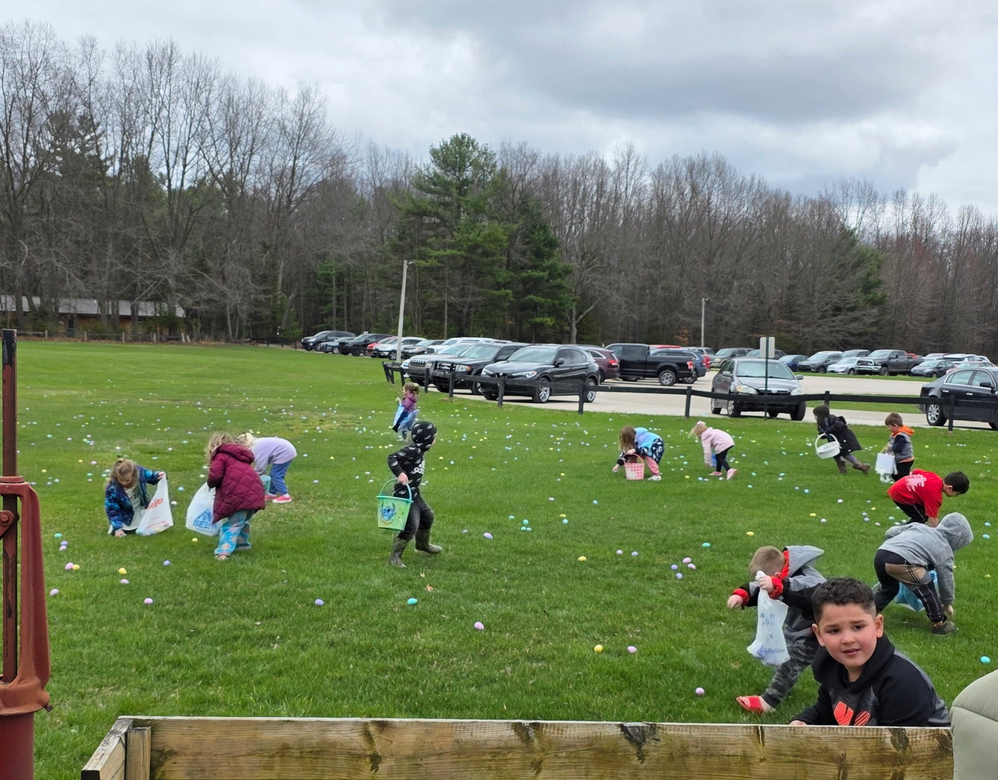 Families participating in the Easter egg hunt